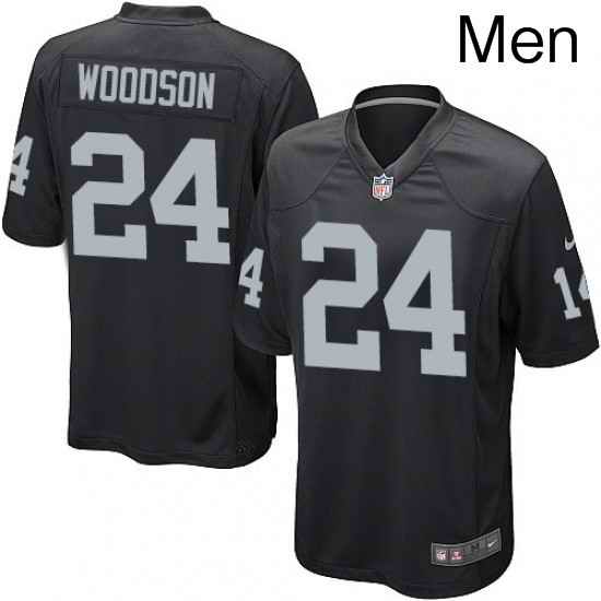 Mens Nike Oakland Raiders 24 Charles Woodson Game Black Team Color NFL Jersey